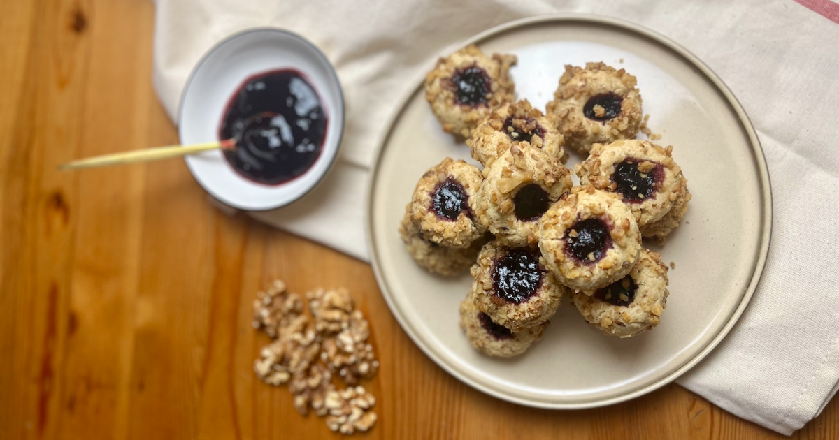 Jam & Walnut Thumbprint Cookies